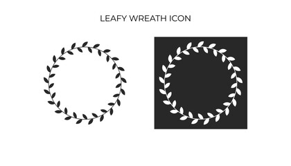 This icon is a circular wreath made of simple, symmetrical leaves. It represents nature, victory, and elegance.