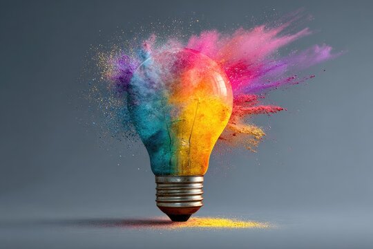 Colorful Explosion Lightbulb Idea Inspiration. - Powered by Adobe