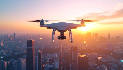 Fototapeta premium Aerial photography using the latest drones flying over the city