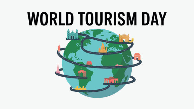 World Tourism Day Travel Global Landmarks Culture Celebration Illustration