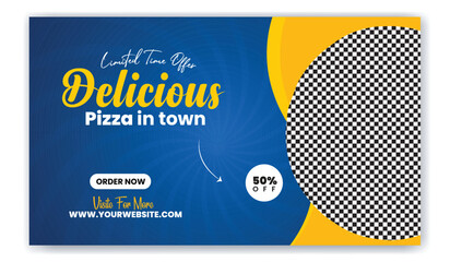 Food and restaurant  premium vector web banner and banner Template Design. Pizza and burger banner.