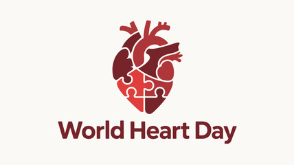 World Heart Day with Puzzle Heart Illustration