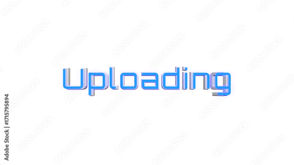 Aufkleber 3d style uploading word spinning animation with glowing effect