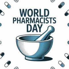 World Pharmacists Day Celebration with Mortar and Pestle Symbol