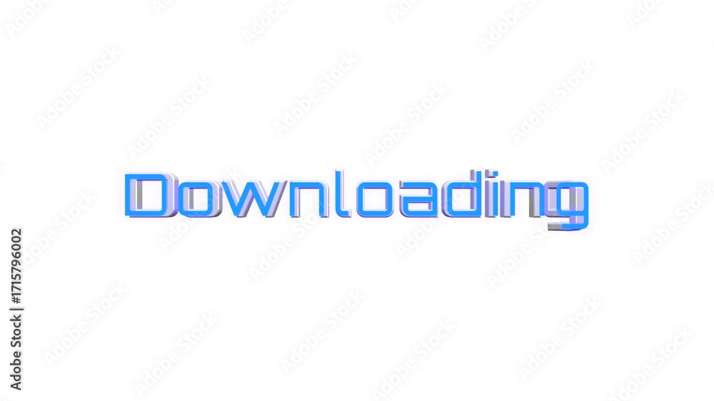 Poster 3d style downloading word spinning animation with glowing effect