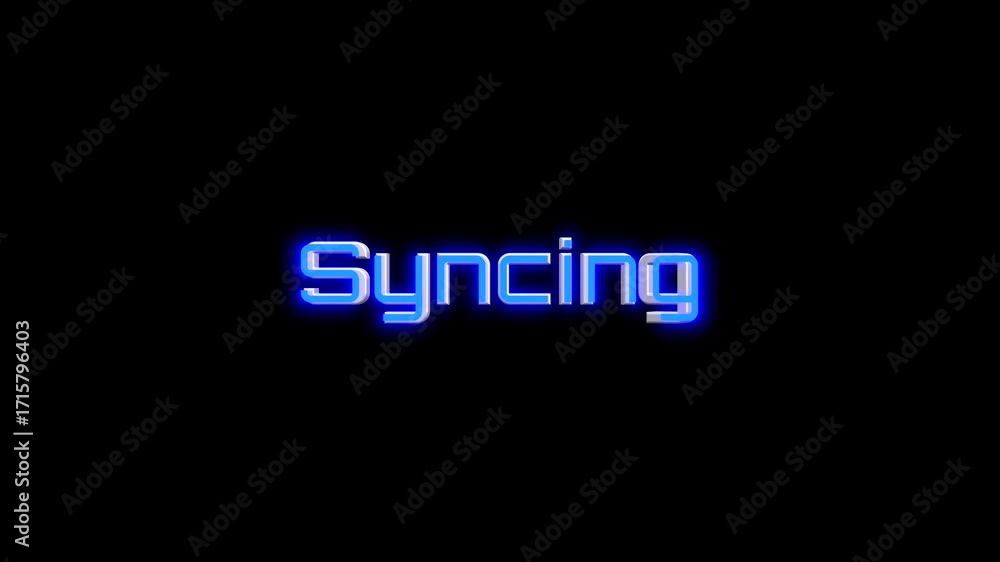 Aufkleber 3d style syncing word spinning animation with glowing effect