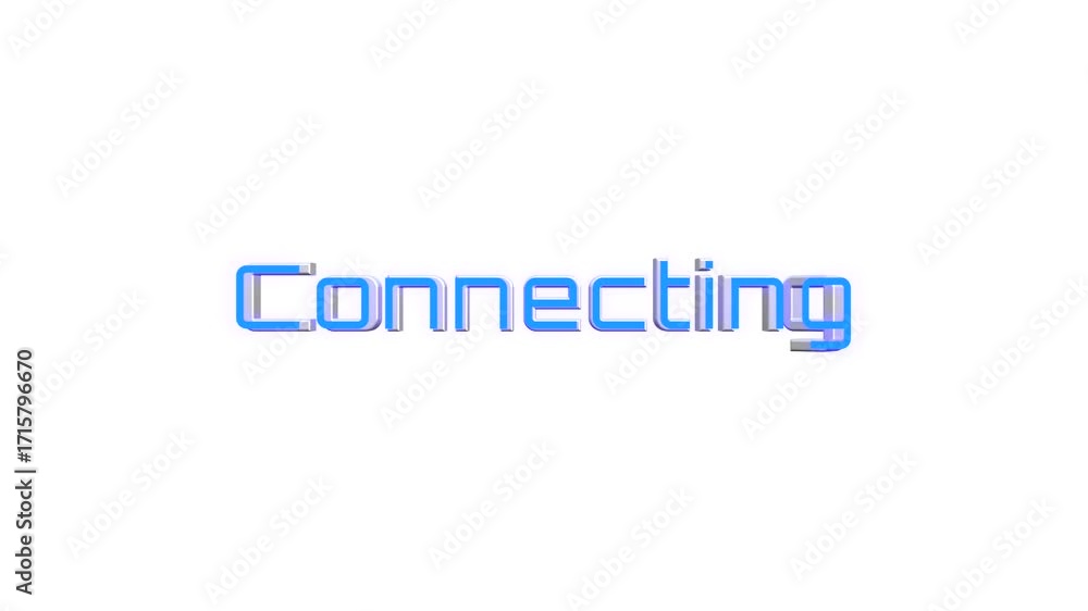 Poster 3d style connecting word spinning animation with glowing effect