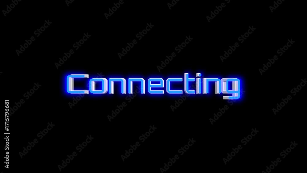 Poster 3d style connecting word spinning animation with glowing effect