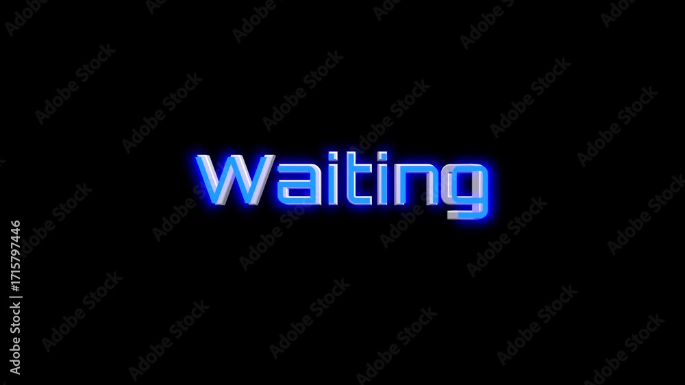 Poster 3d style waiting word spinning animation with glowing effect