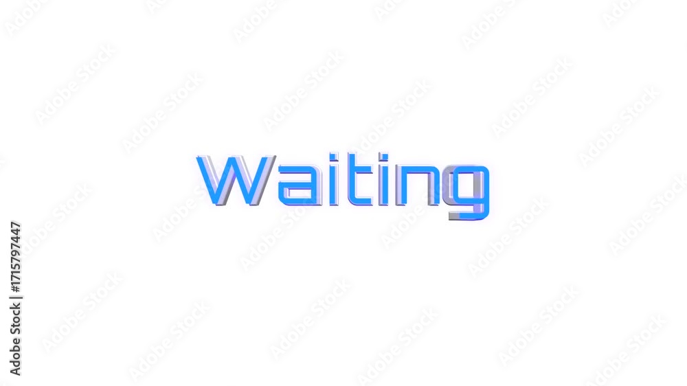 Poster 3d style waiting word spinning animation with glowing effect