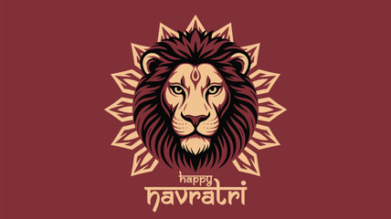 Happy Navratri Lion Graphic Design