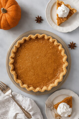 Traditional homemade pumpkin tart, the perfect Thanksgiving dessert