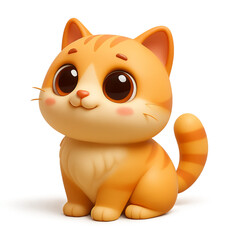 Naklejka premium Adorable 3D Render of a Cute Orange Tabby Kitten, Perfect for Children's Illustrations or Digital Projects