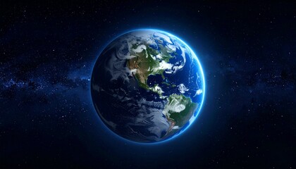 Earth shining quietly in deep space