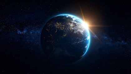 Fototapeta premium Earth shining quietly in deep space