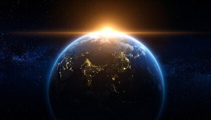 Fototapeta premium Earth shining quietly in deep space