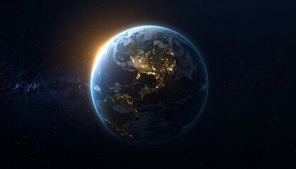 Fototapeta premium Earth shining quietly in deep space