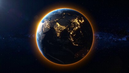 Obraz premium Earth shining quietly in deep space