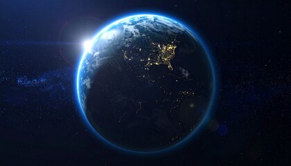 Obraz premium Earth shining quietly in deep space