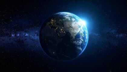 Earth shining quietly in deep space