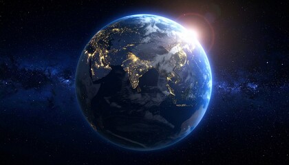 Fototapeta premium Earth shining quietly in deep space