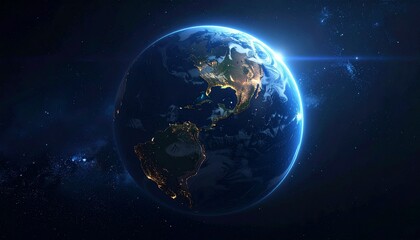 Obraz premium Earth shining quietly in deep space