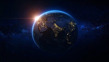 Obraz premium Earth shining quietly in deep space