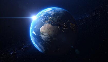 Obraz premium Earth shining quietly in deep space