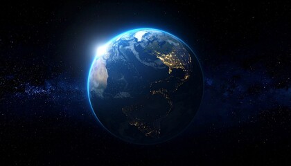 Obraz premium Earth shining quietly in deep space