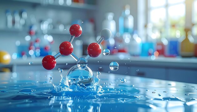 Water molecule model in laboratory setting