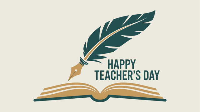 Happy Teacher&rsquo;s Day Honduras Illustration with Book and Ink Pen