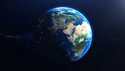 Obraz premium Earth shining quietly in deep space