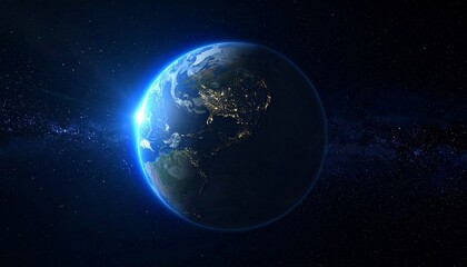 Obraz premium Earth shining quietly in deep space