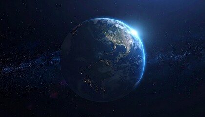 Obraz premium Earth shining quietly in deep space