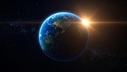 Fototapeta premium Earth shining quietly in deep space