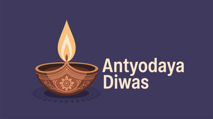 Antyodaya Diwas Lamp Illustration on plain Background