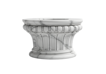 Elegant marble flower pot isolated on transparent background, showcasing its intricate design and smooth texture, perfect for adding a touch of sophistication