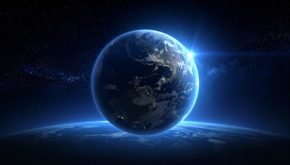 Fototapeta premium Earth shining quietly in deep space