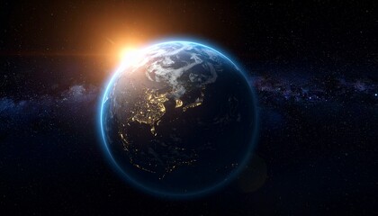 Obraz premium Earth shining quietly in deep space