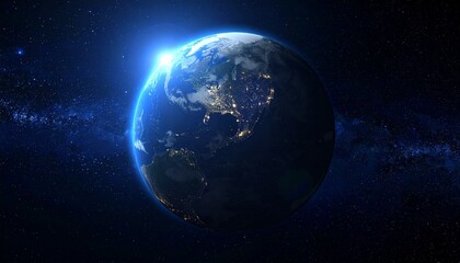 Obraz premium Earth shining quietly in deep space