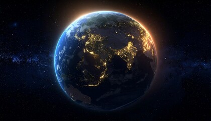 Obraz premium Earth shining quietly in deep space