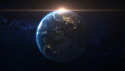 Fototapeta premium Earth shining quietly in deep space