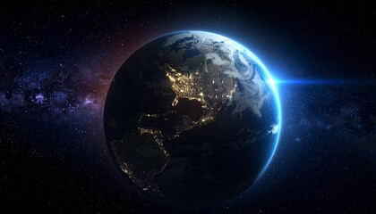 Obraz premium Earth shining quietly in deep space