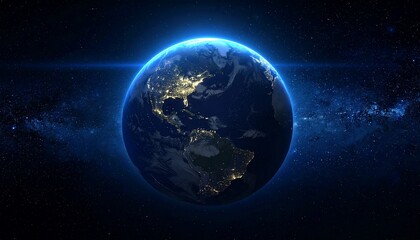 Obraz premium Earth shining quietly in deep space