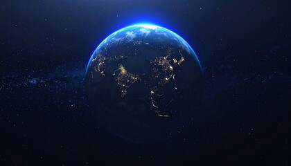 Obraz premium Earth shining quietly in deep space