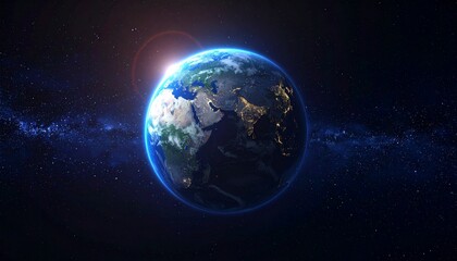 Earth shining quietly in deep space