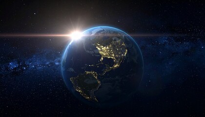 Obraz premium Earth shining quietly in deep space