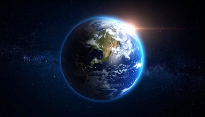 Earth shining quietly in deep space