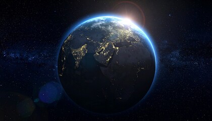 Obraz premium Earth shining quietly in deep space