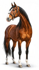 Obraz premium Chestnut Horse with Black Mane and Tail on White Background